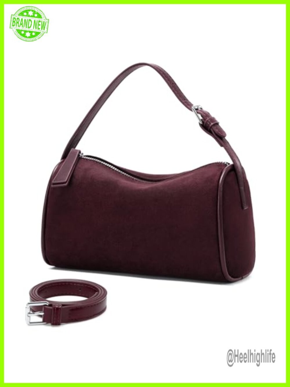 Faux Suede Leather Crossbody Bag Mini Barrel Purse for Women
